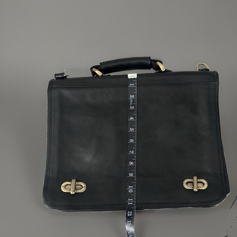 Italian Leather Briefcase Black Made In Italy Laptop Bag Missing Strap GUC - Picture 13 of 13